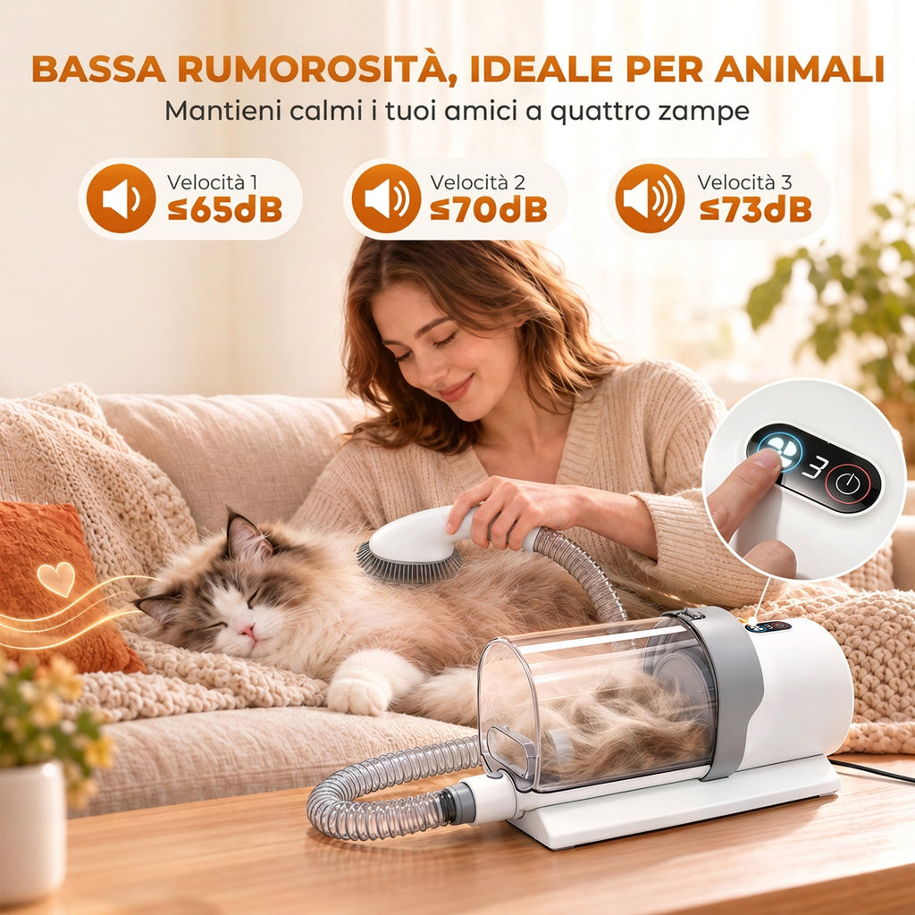 Kit Toelettatura 5 in 1 per Cani e Gatti con Aspirapolvere