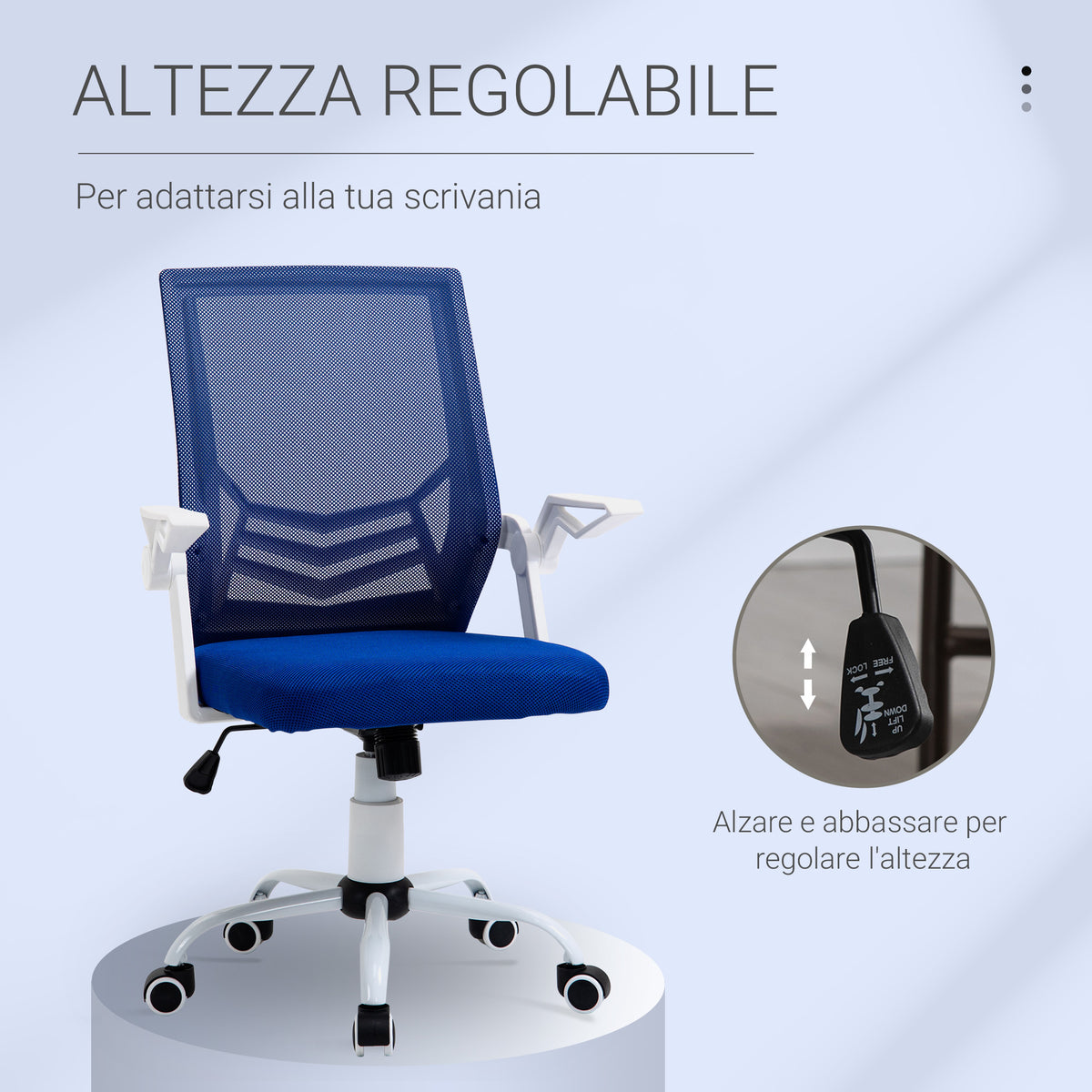 Sedia da Ufficio Ergonomica Blu con Supporto Lombare