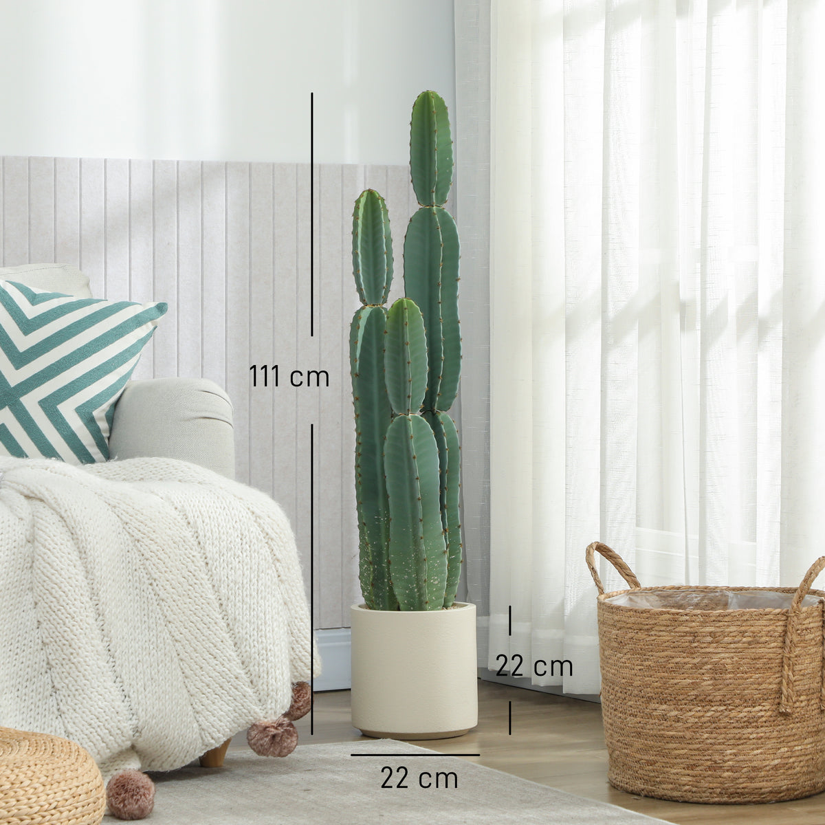 Pianta Artificiale Cactus Grande 111 cm con Vaso