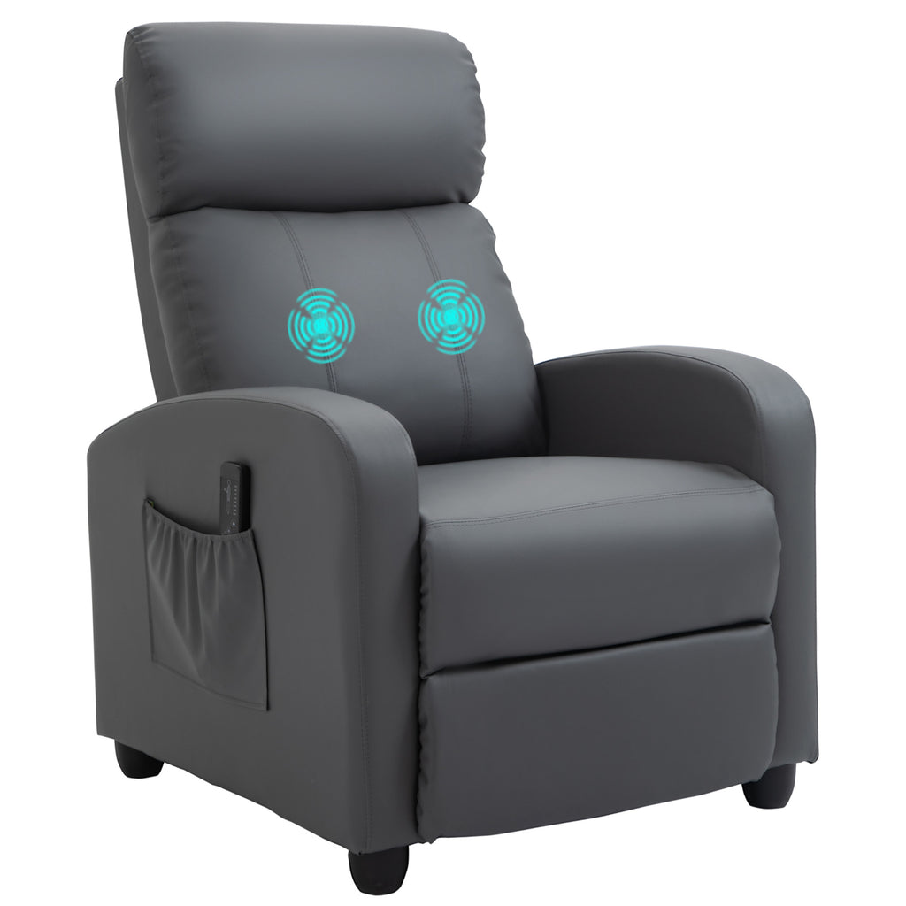 Poltrona Relax Massaggiante Reclinabile con 8 Modalità di Massaggio Grigia