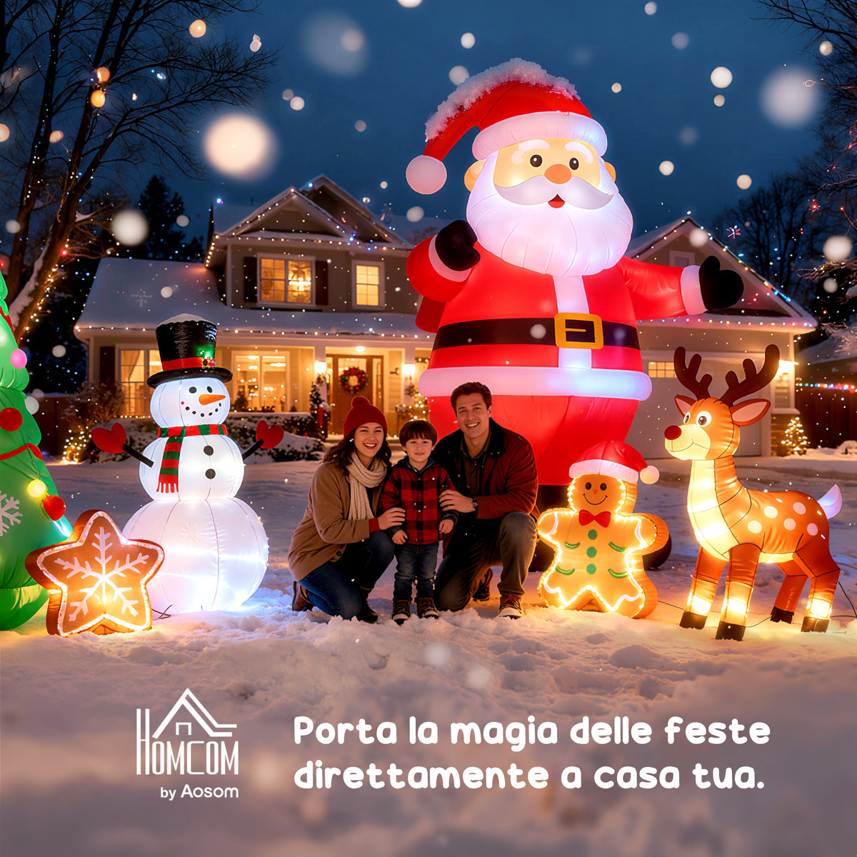Pupazzo di Neve Gonfiabile 243 cm con 3 Luci LED