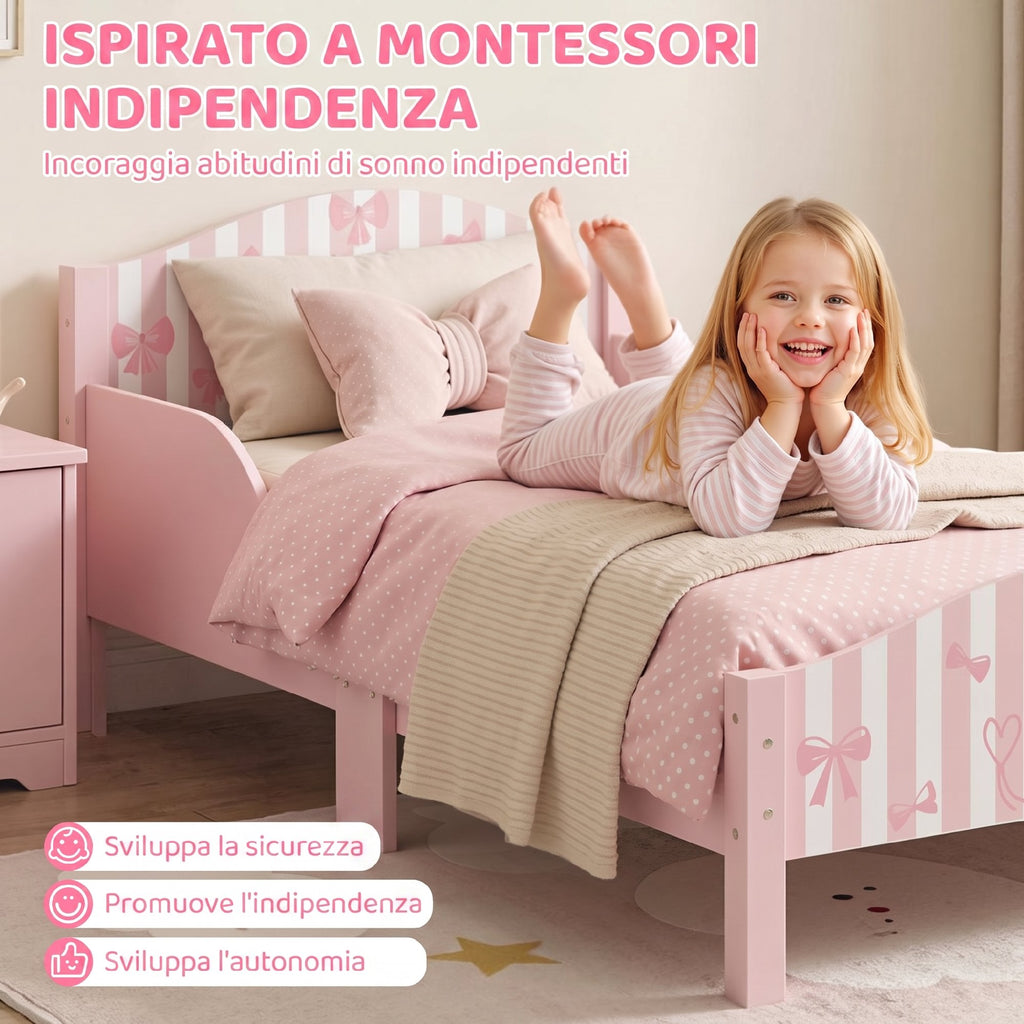 Letto Montessori a Fiocco Rosa per Bambini