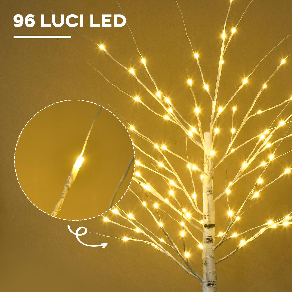 Albero di Natale Bianco 180 cm con Luci LED