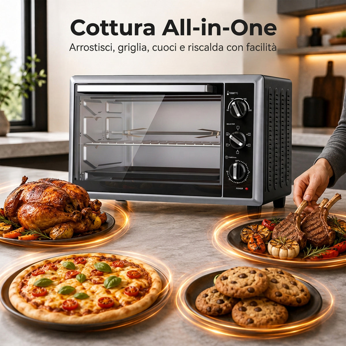 Fornetto Elettrico Ventilato 32L con Girarrosto 1500W