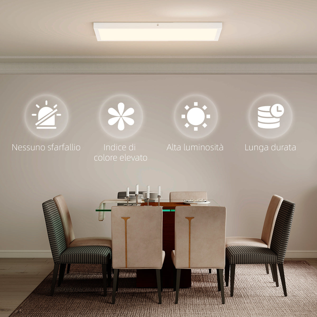 Set 2 Plafoniere LED Sottili e Minimal Bianche