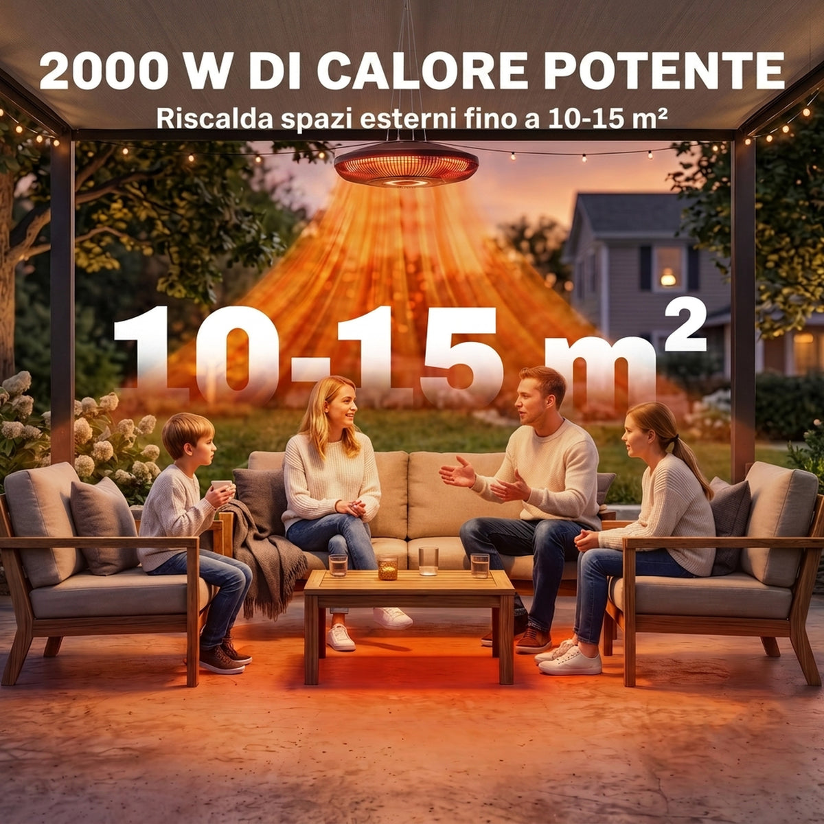 Riscaldatore a Infrarossi Sospeso 2000W