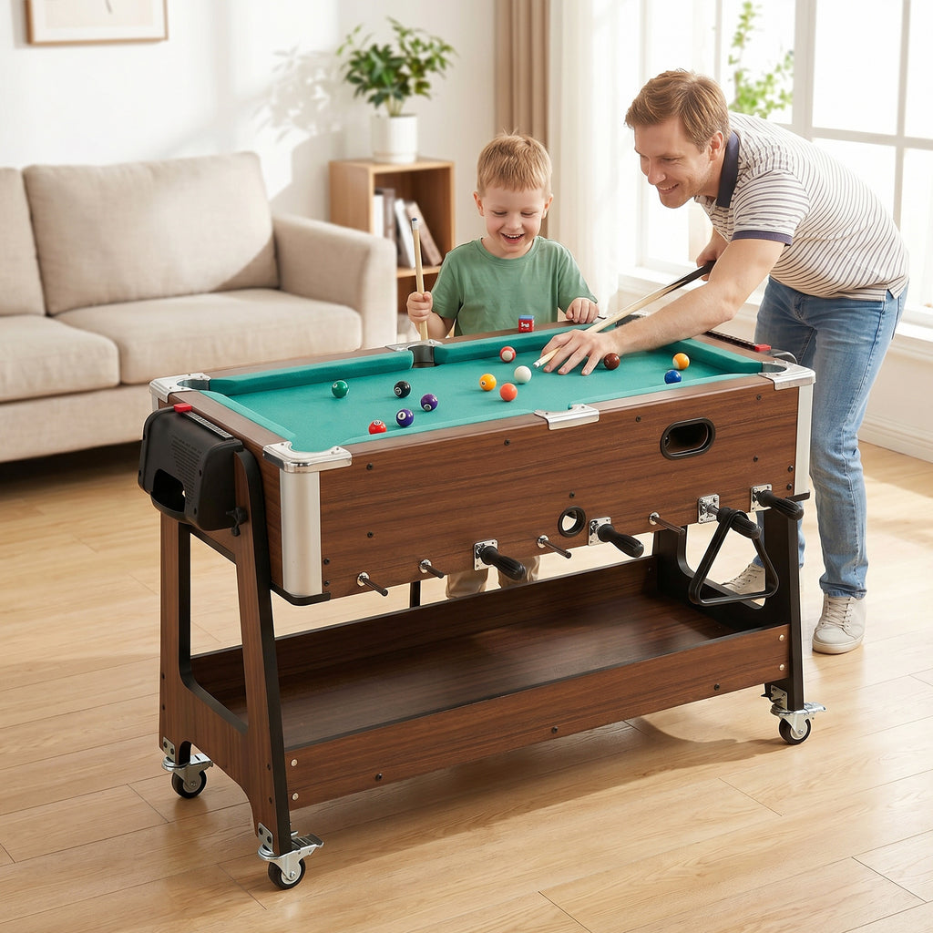Tavolo Multigioco 3 in 1 con Biliardo, Air Hockey e Calcio Balilla