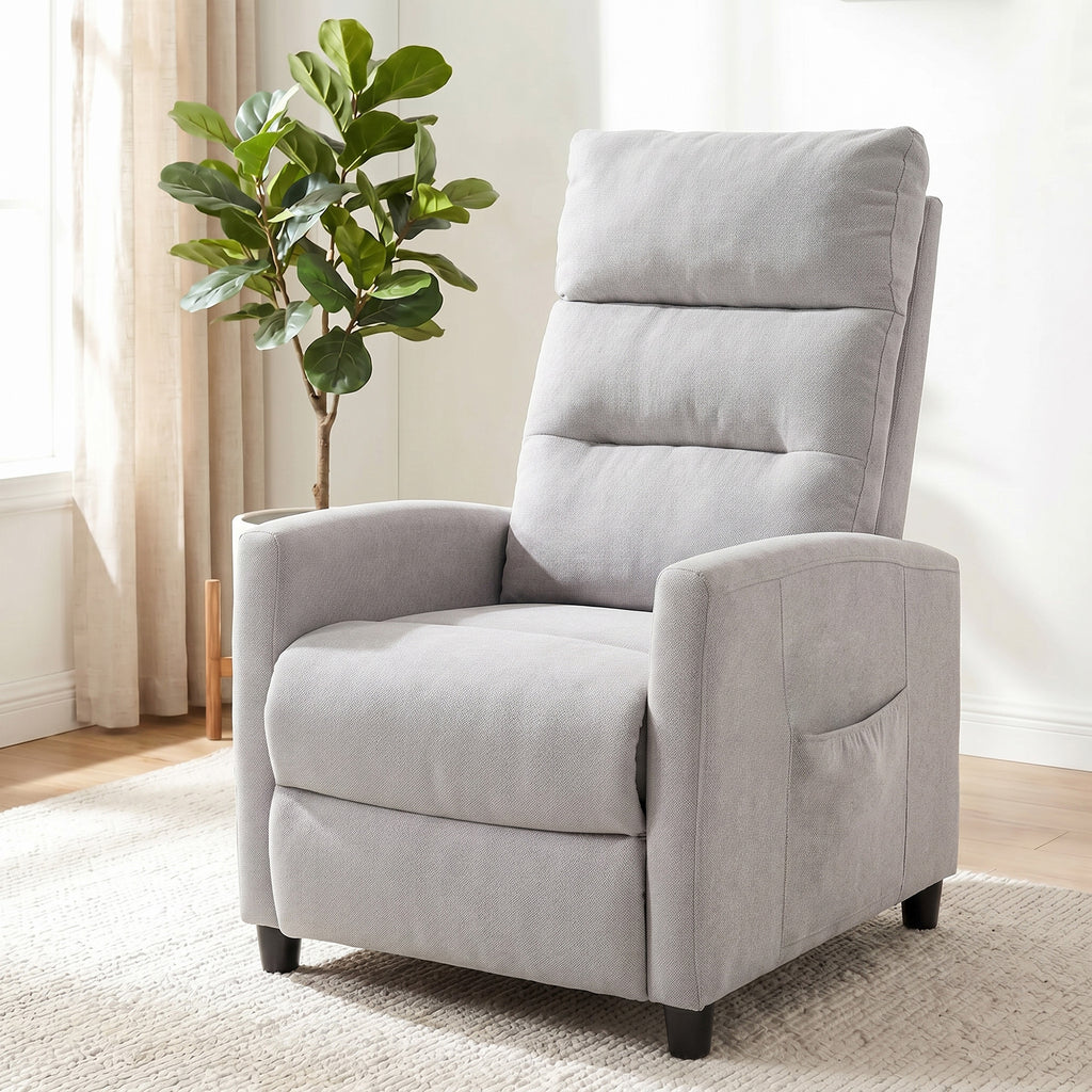 Poltrona Relax Massaggiante Reclinabile Manuale 160° in Ciniglia Grigio Chiaro