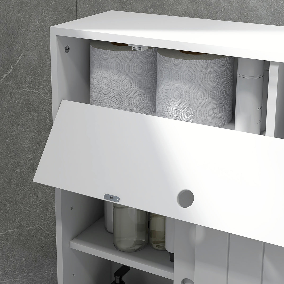 Mobile Bagno con Porta Rotolo e Ruote 52x17x67 cm