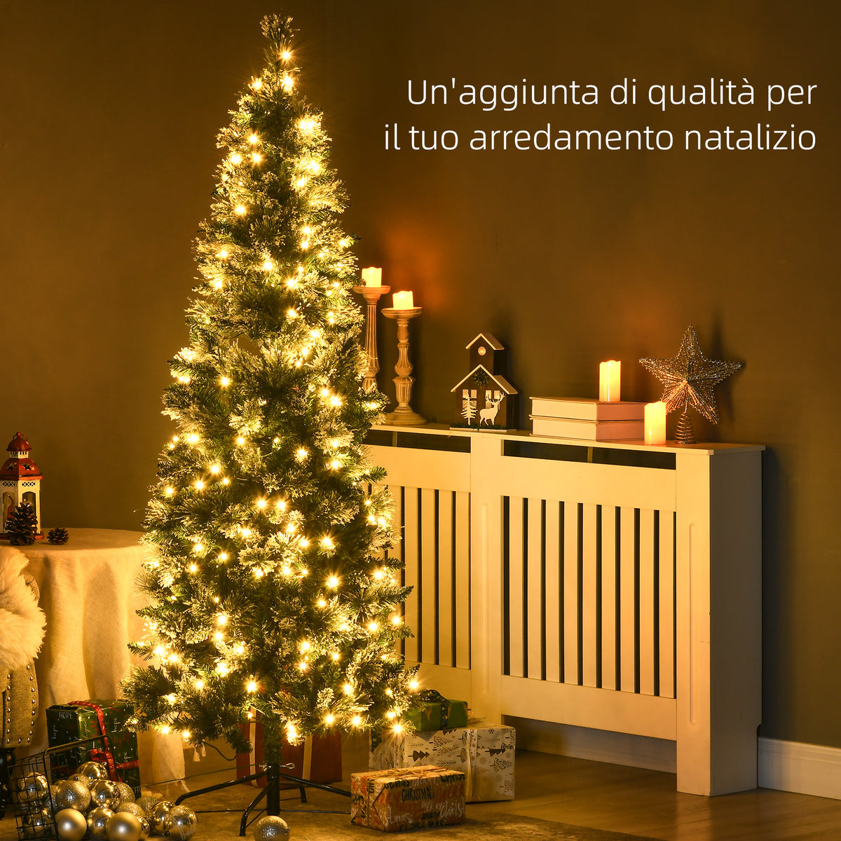 Albero di Natale Innevato 180 cm con 240 Luci LED