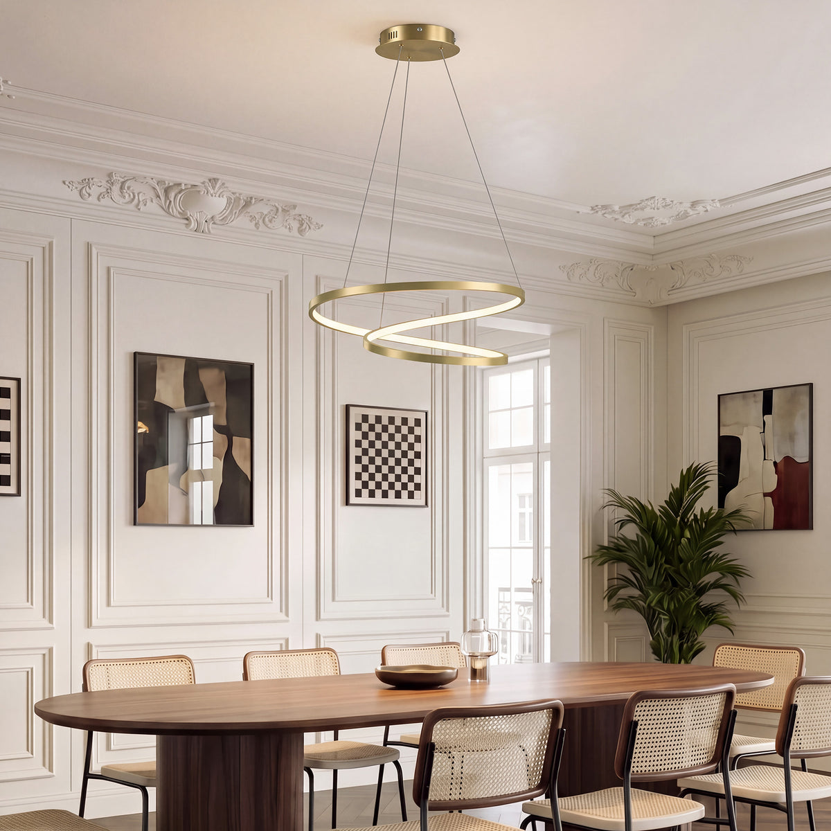 Lampada Sospensione LED Oro con 2 Anelli