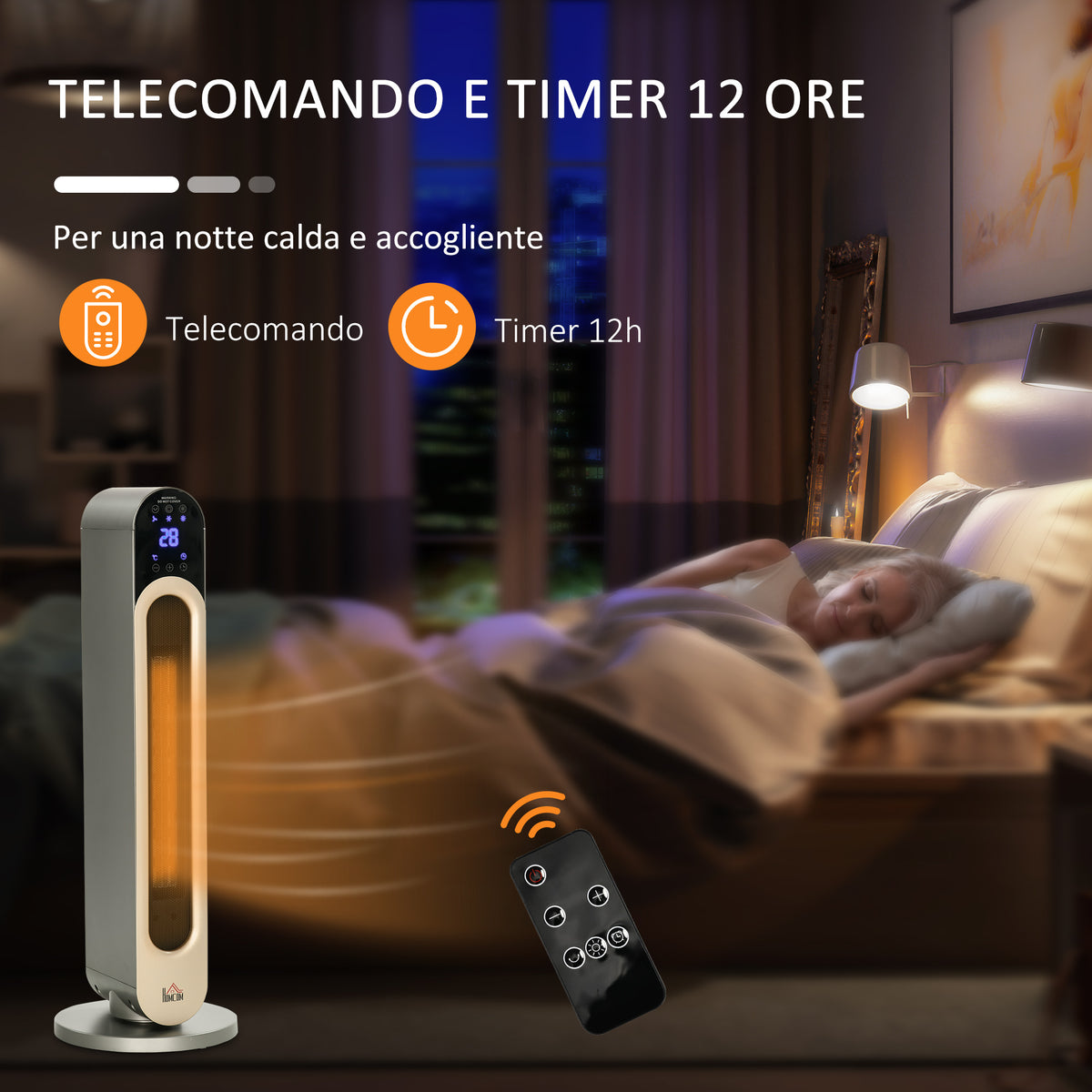 Stufetta Elettrica a Colonna con 3 Modalità e Telecomando