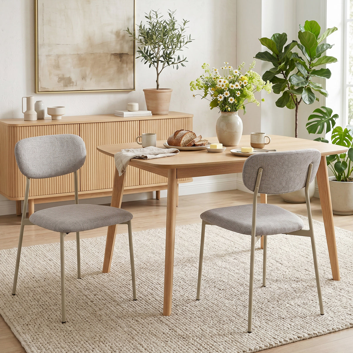 Set 2 Sedie da Pranzo Impilabili Marrone Chiaro