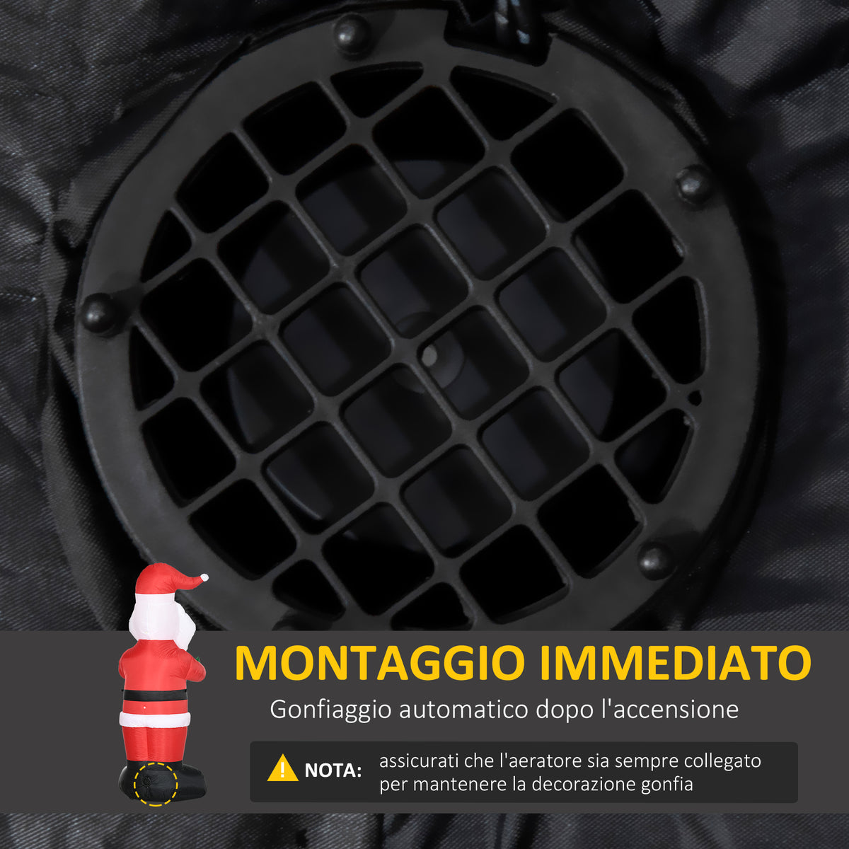Babbo Natale Gonfiabile con Regalo, 3 Luci LED 184 cm