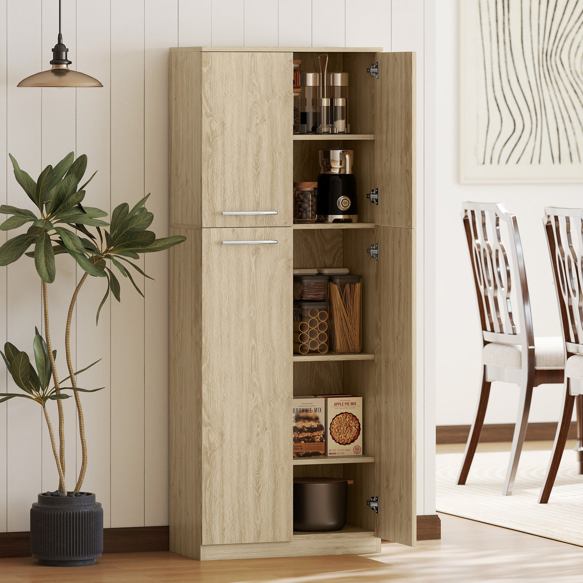 Mobile Contenitore Rovere con 2 Armadietti e Mensole