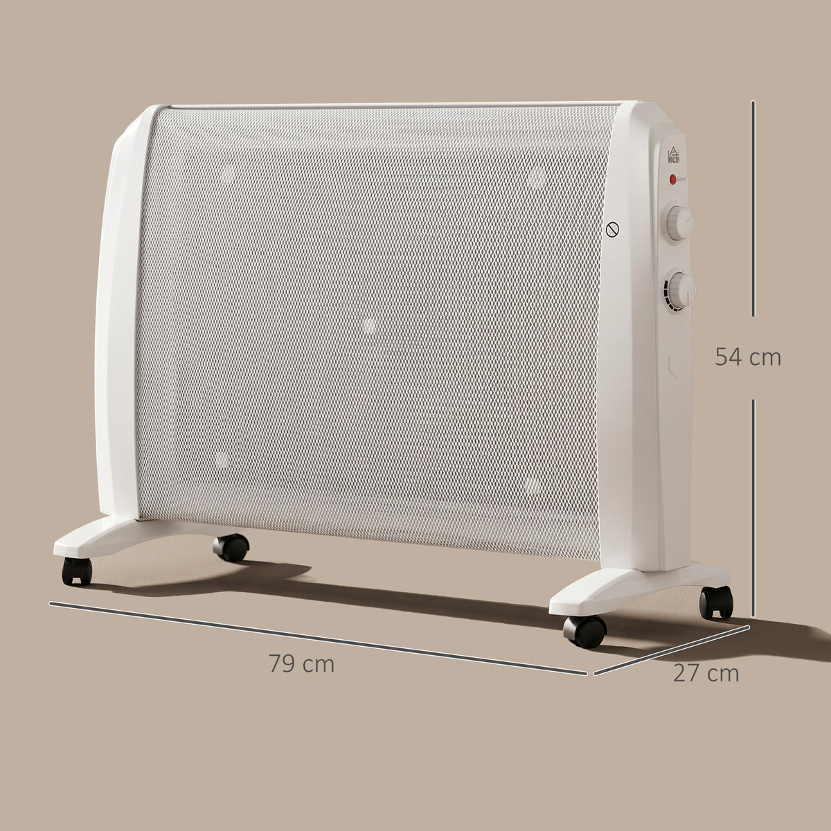 Riscaldatore a Mica 2000W con Termostato e Ruote