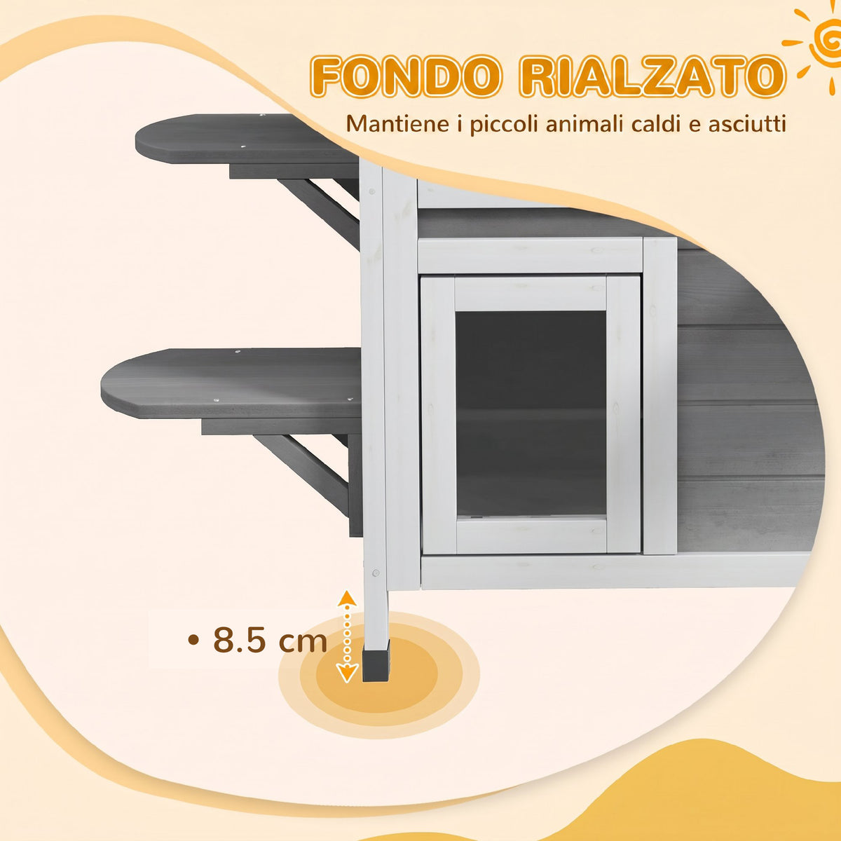 Casetta per Gatti da Esterno a 2 Piani in Legno