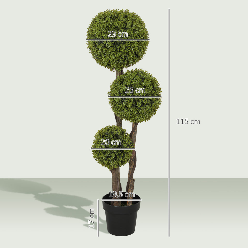 Pianta Artificiale di Bosso a 3 Sfere da 115 cm