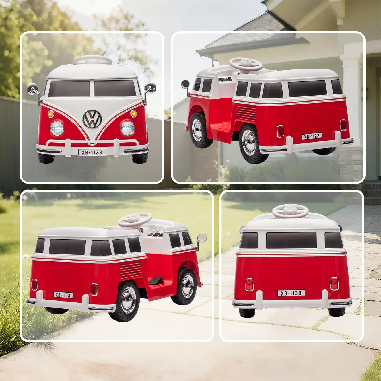 Auto Elettrica Volkswagen T1 per Bambini 6V con Telecomando, Luci LED e Musica