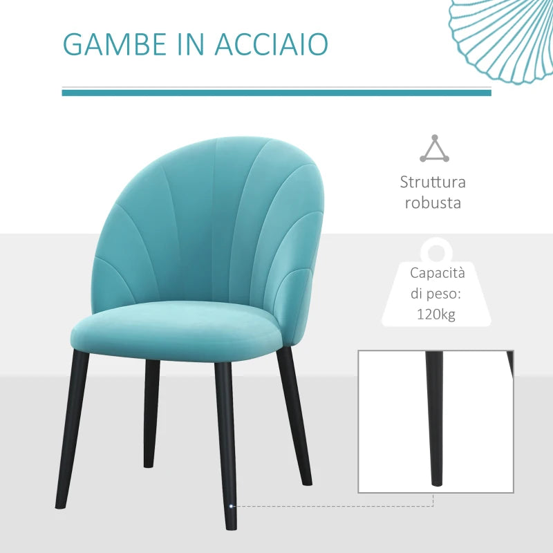 Set di 2 Sedie Imbottite Stile Nordico in Tessuto Effetto Lino