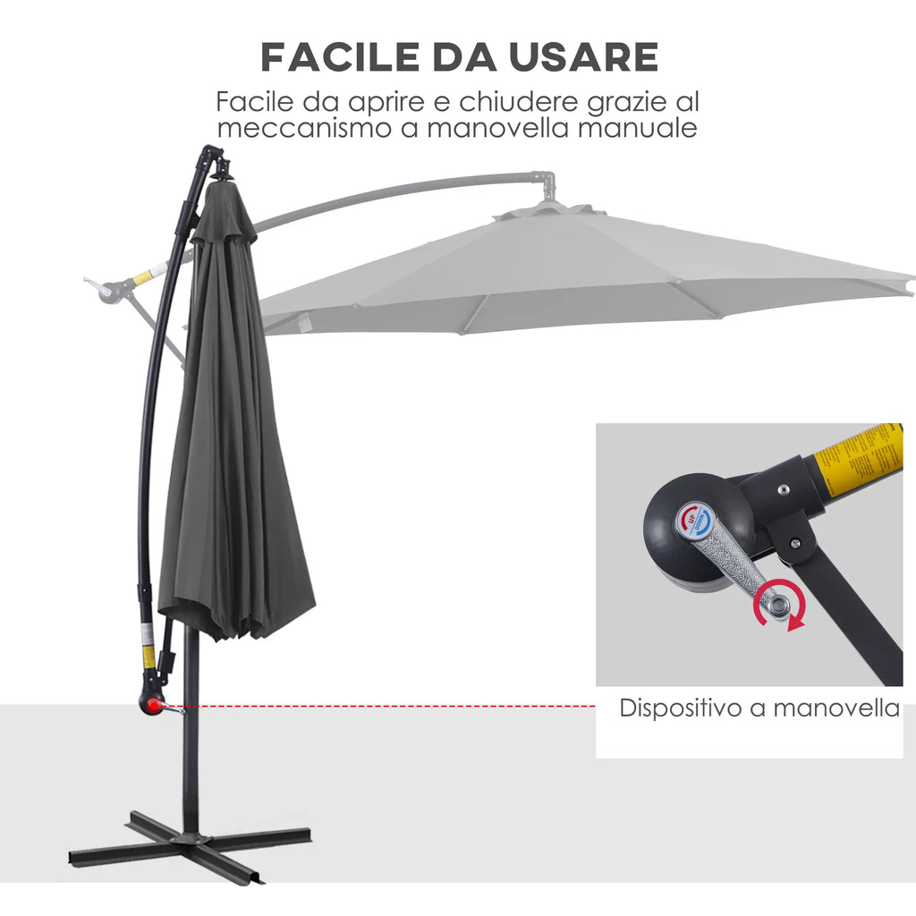 Ombrellone da Giardino 300 x 250 cm con Struttura in Acciaio e Telo Impermeabile Anti UV