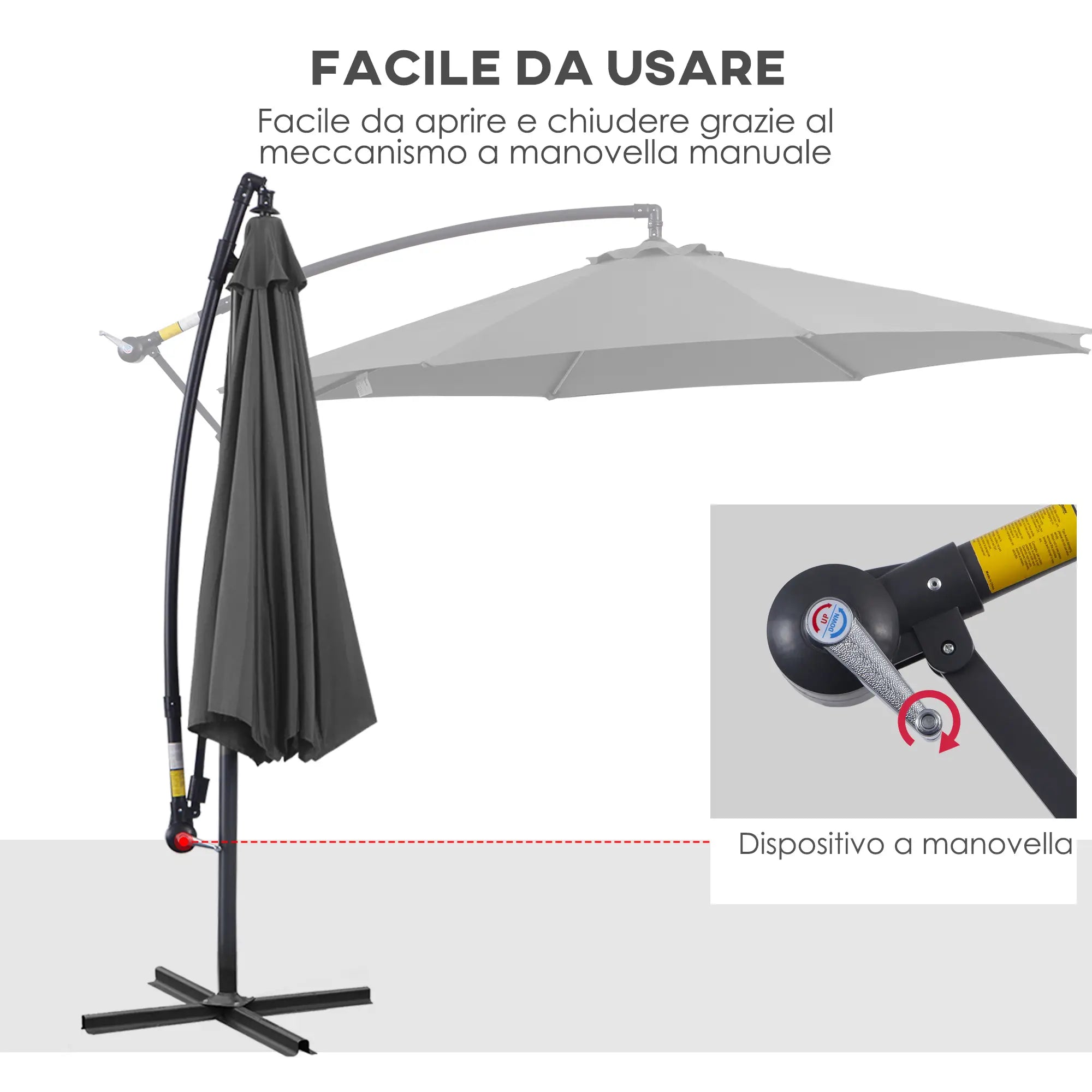 Ombrellone da Giardino 300 x 250 cm con Struttura in Acciaio e Telo Impermeabile Anti UV