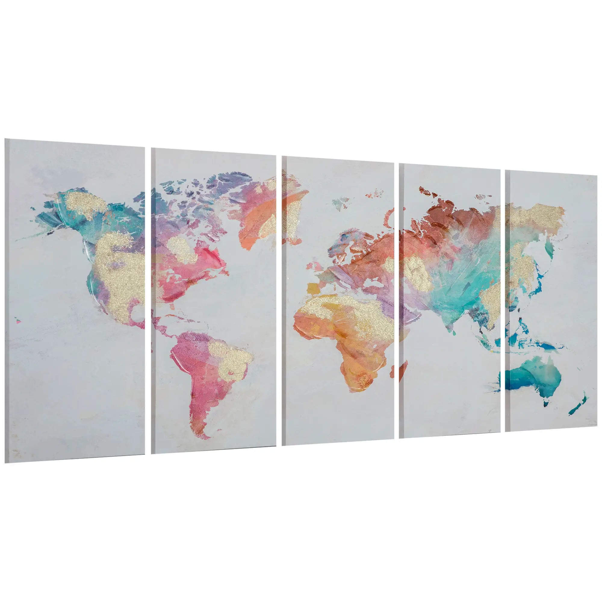 Set di 3 Stampe su Tela con Telaio in Legno di Pino Multicolore 80x40 cm