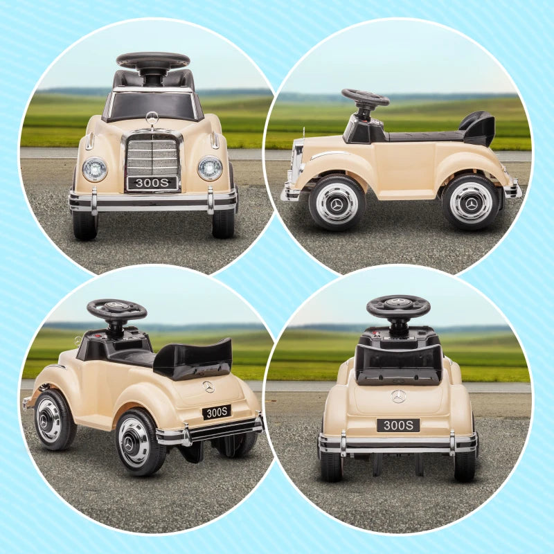 Macchina Elettrica per Bambini Mercedes-Benz 6V con Telecomando e Musica – 18 Mesi-4 anni – Beige