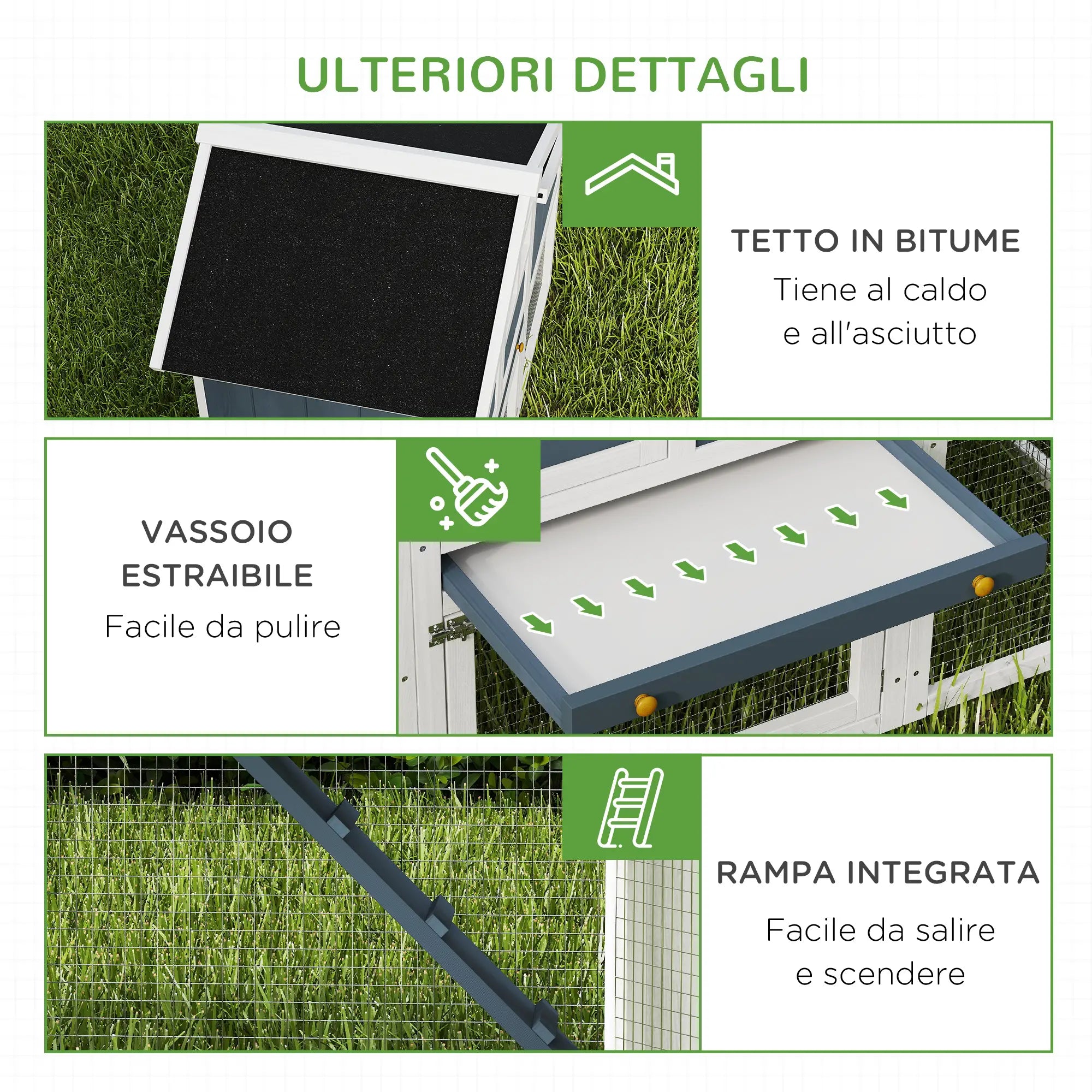 Pollaio Prefabbricato in Legno con Area Aperta, Casetta e Nido per Galline
