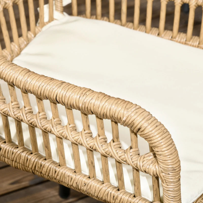 Set da Giardino in Rattan PE 7 Pezzi con Tavolo da Pranzo e 6 Sedie