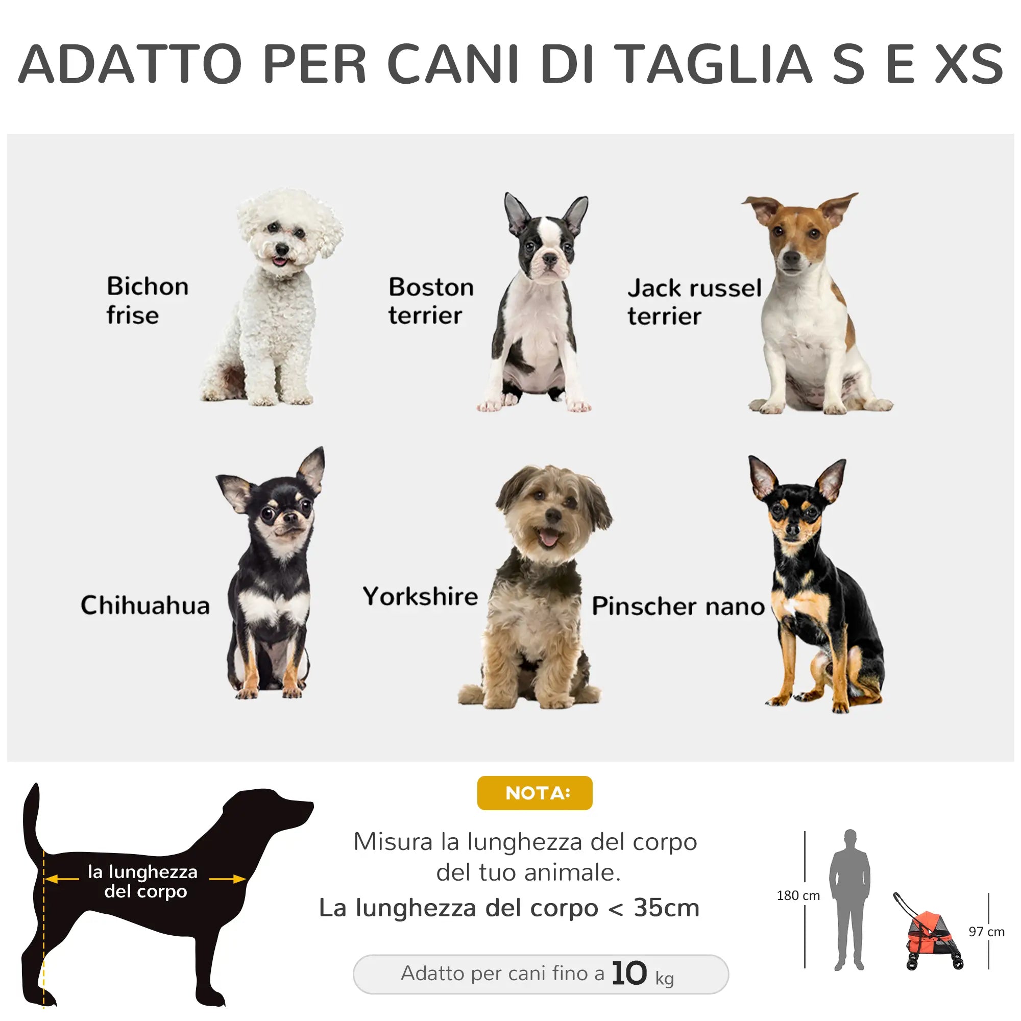 Passeggino Pieghevole per Cani con Tettuccio Regolabile, Borsa Portaoggetti e due Guinzagli