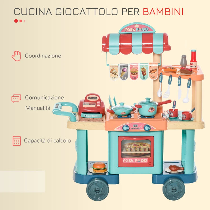 Cucina Giocattolo per Bambini 3-6 Anni con 50 Accessori