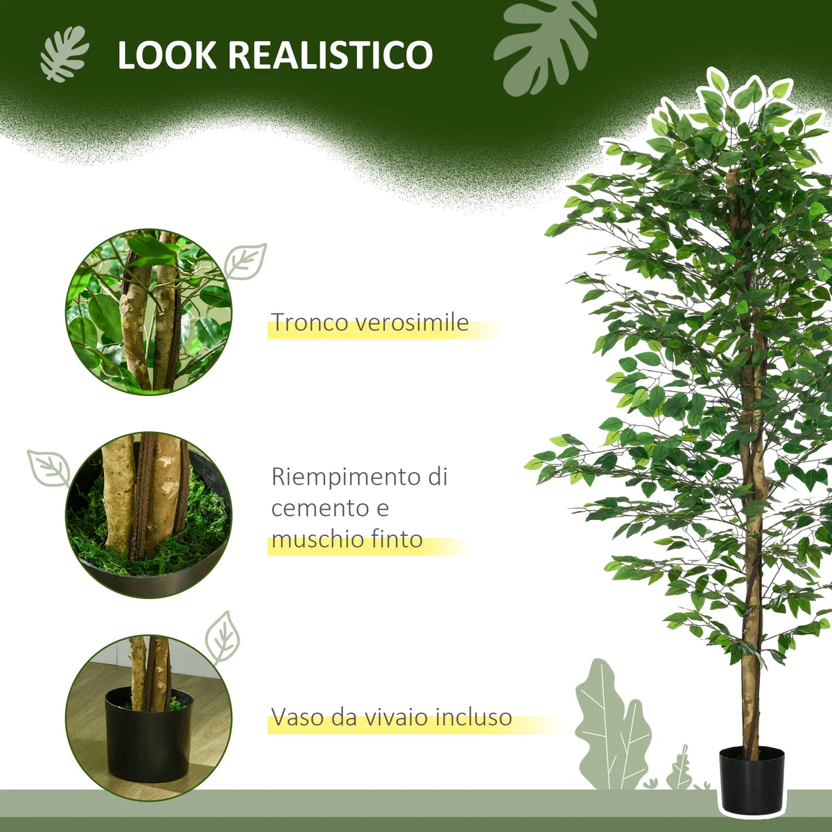 Pianta Artificiale di Ficus da 180 cm