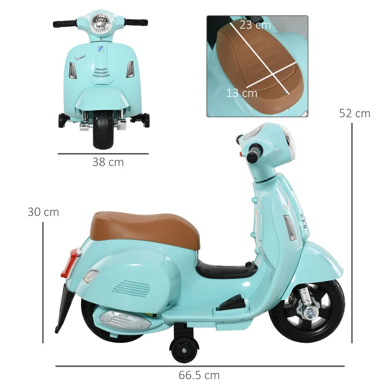 Moto Elettrica Vespa con Licenza Ufficiale per Bambini 18-36 Mesi Verde