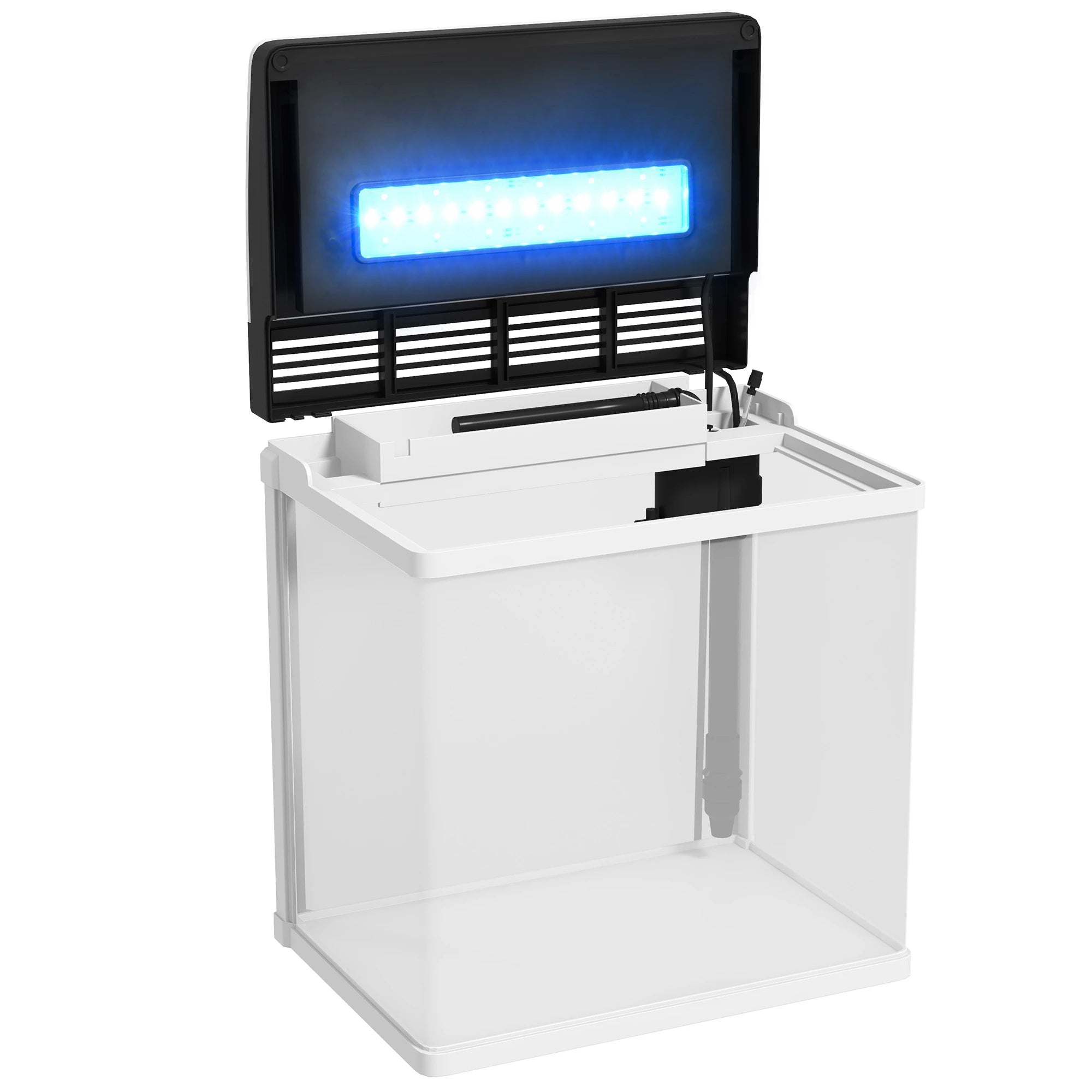 Acquario 13L con Illuminazione LED, Fori di Ventilazione in Vetro HD e ABS