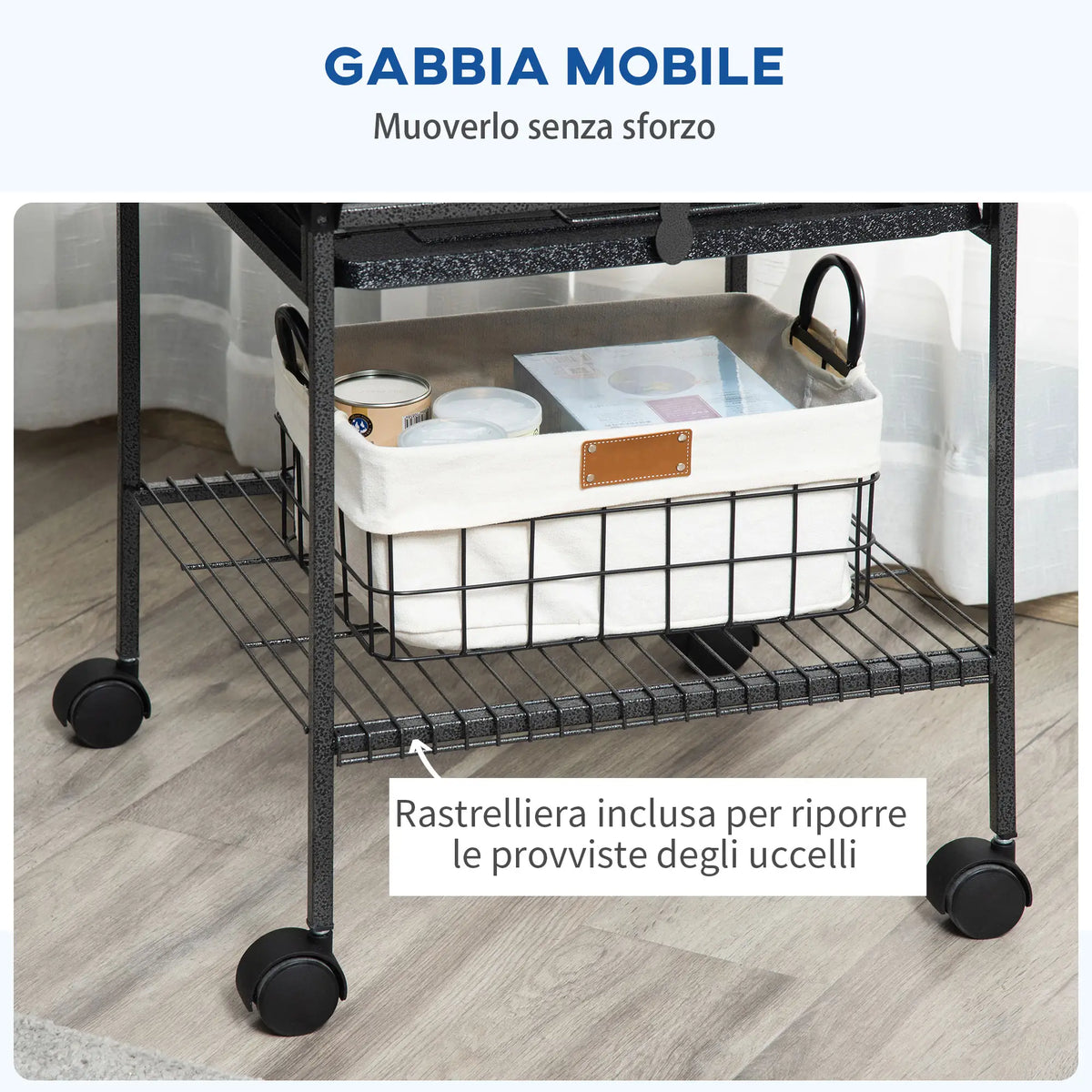 Gabbia per Pappagallini in Acciaio con Posatoi