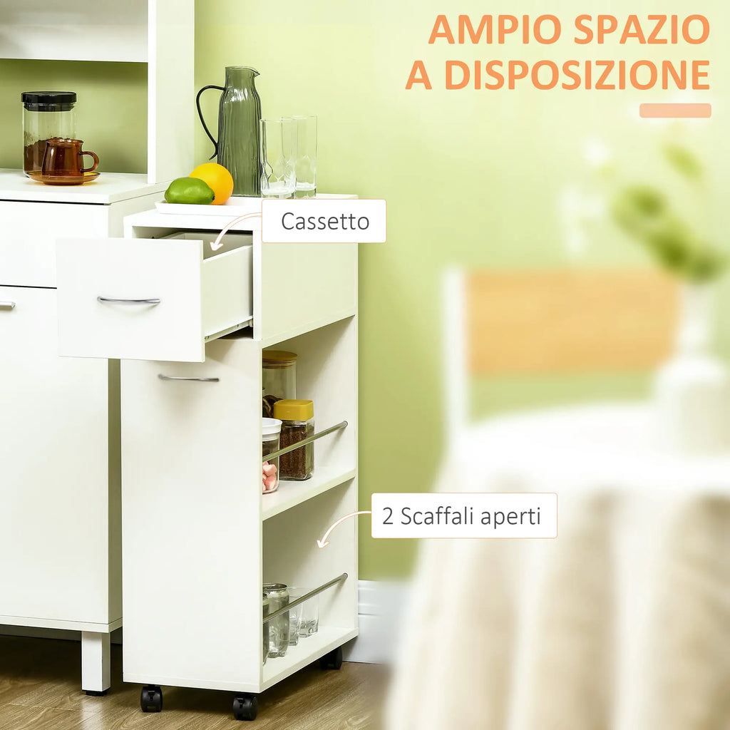 Carrello da Cucina con Cassetto e 2 Ripiani