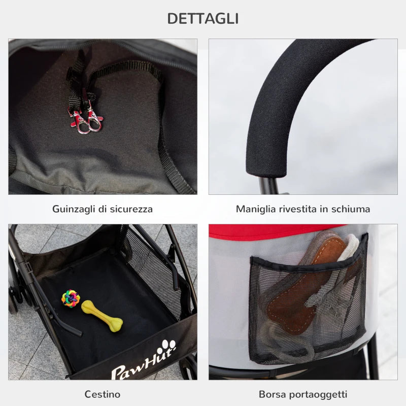 Passeggino Pieghevole Cani con Trasportino Rimovibile