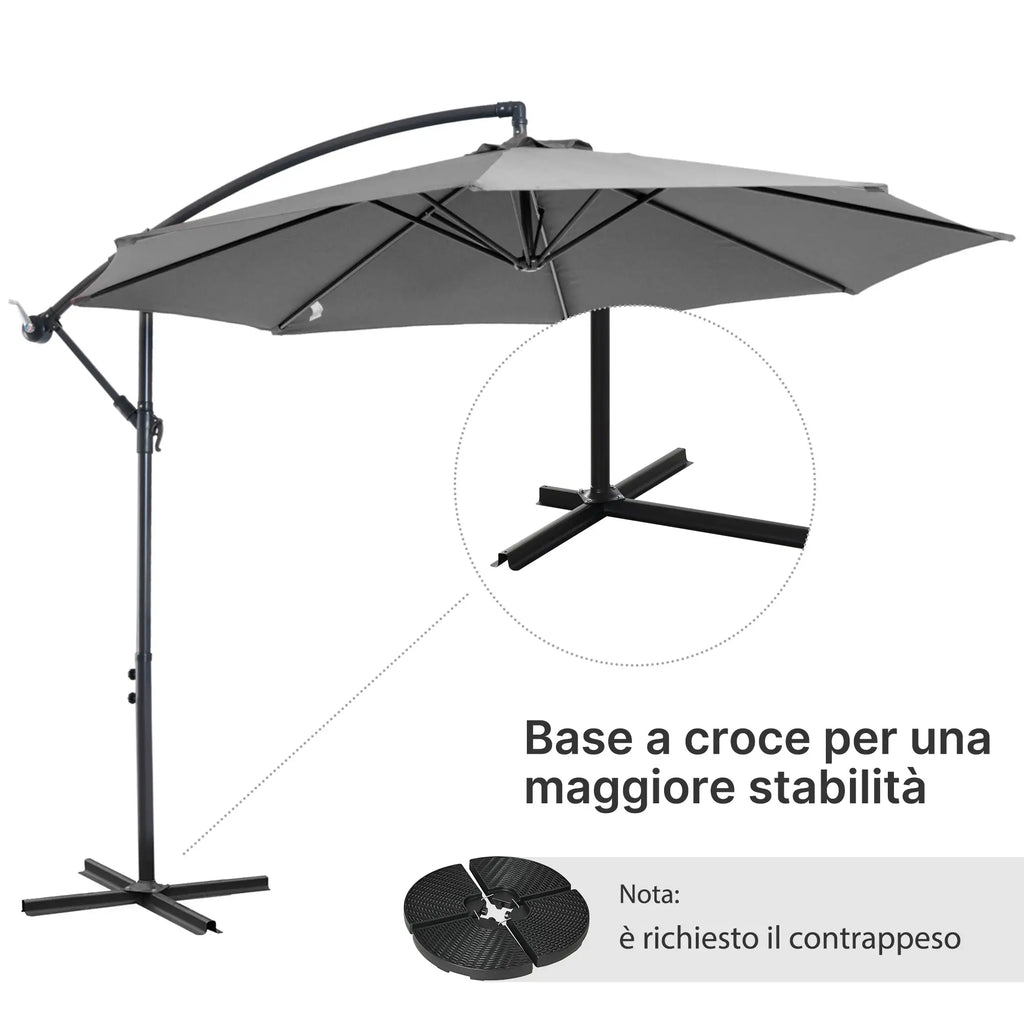 Ombrellone da Giardino 300 x 250 cm con Struttura in Acciaio e Telo Impermeabile Anti UV
