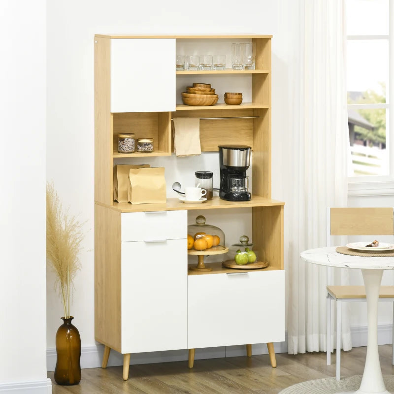 Dispensa da Cucina con Armadietti, Cassetti, Ripiani Regolabili e Appendi Bicchieri 93 x 40 x 180 cm