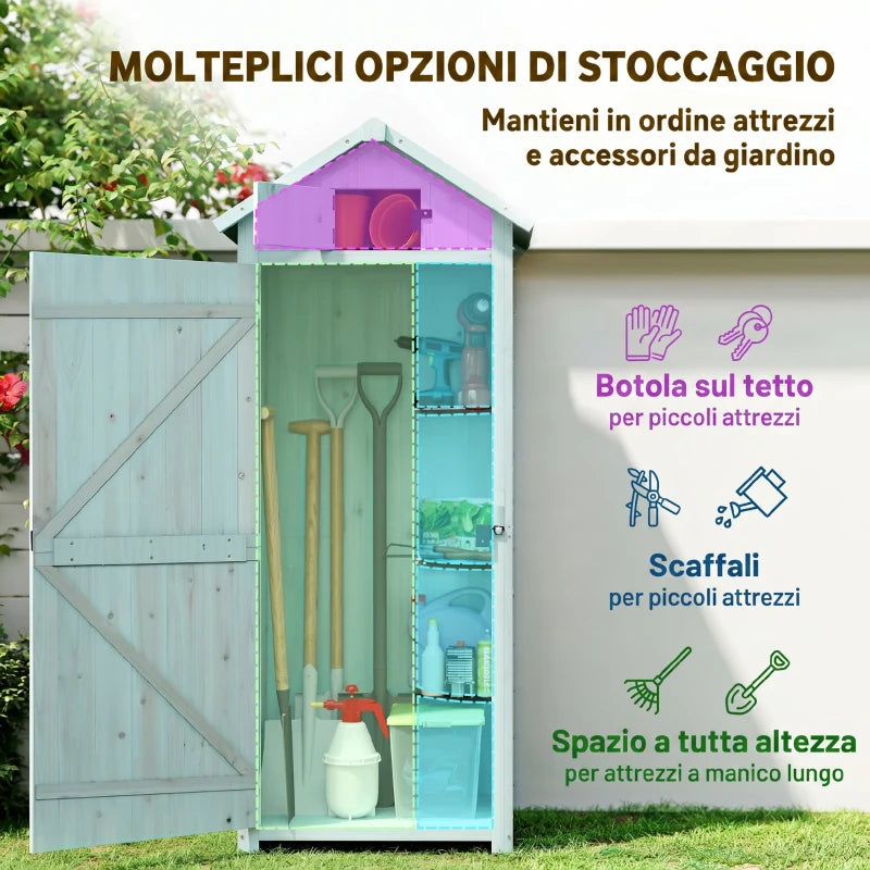 Casetta da Giardino in Legno per Attrezzi con 3 Ripiani