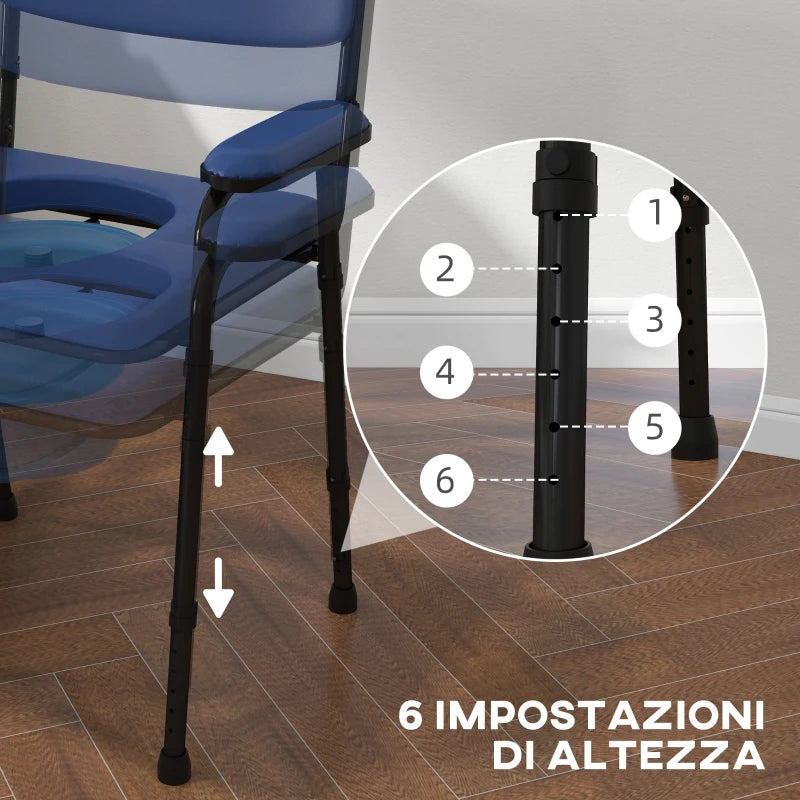 Sedia Comoda 5 in 1 per Anziani con Secchio Rimovibile