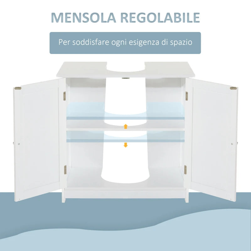 Mobile Sottolavabo Bianco con 2 Ante 60x30x60 cm