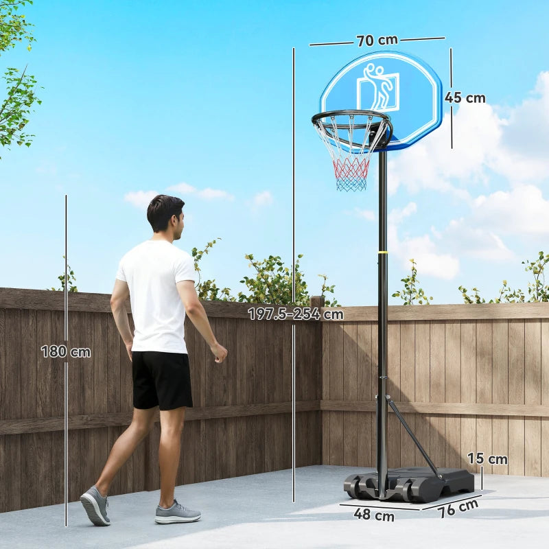 Canestro da Basket con Altezza Regolabile da 195 a 245 cm e Base con Ruote