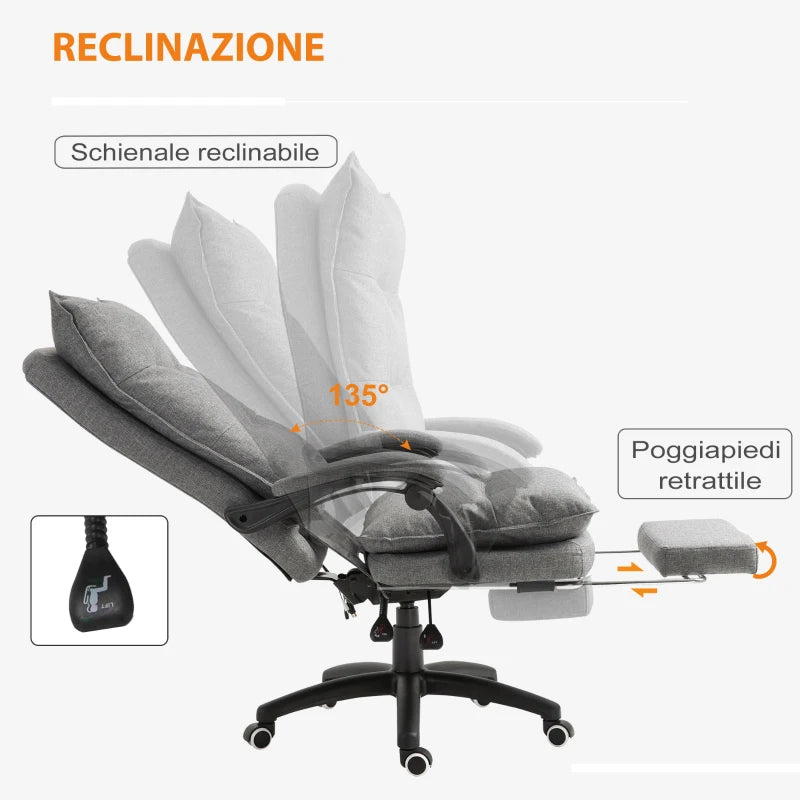 Sedia da Ufficio con Massaggio a 6 Punti e Rotelle