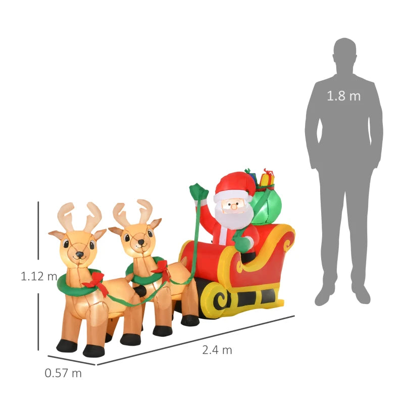 Babbo Natale Gonfiabile con Slitta e 2 Renne