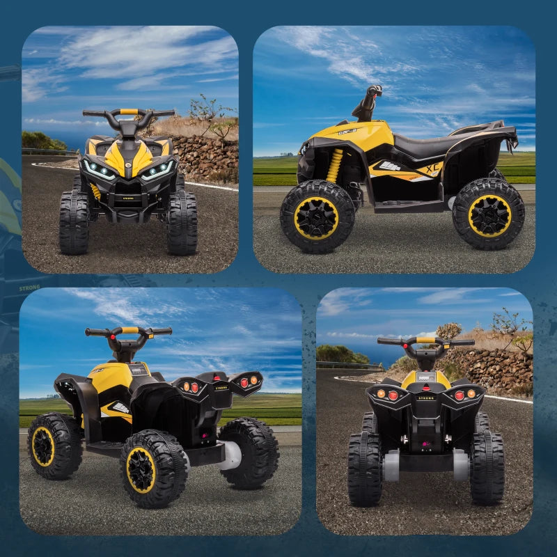 Quad Elettrico 12V per Bambini 3-5 Anni con Sospensioni e Fari LED Giallo