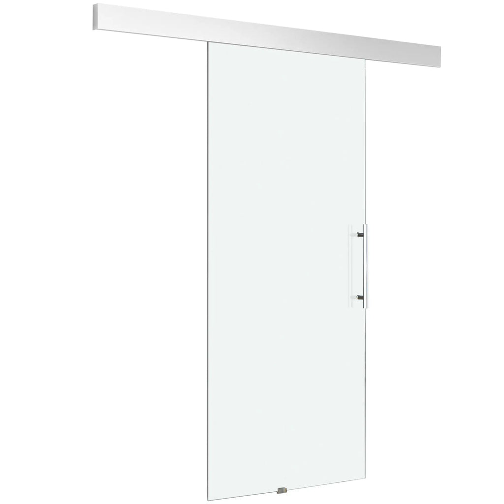 Porta Scorrevole Interna in Vetro Smerigliato con Binario B1 e Maniglia per Bagno Cucina Studio Vetro 205x 90x 0.8cm