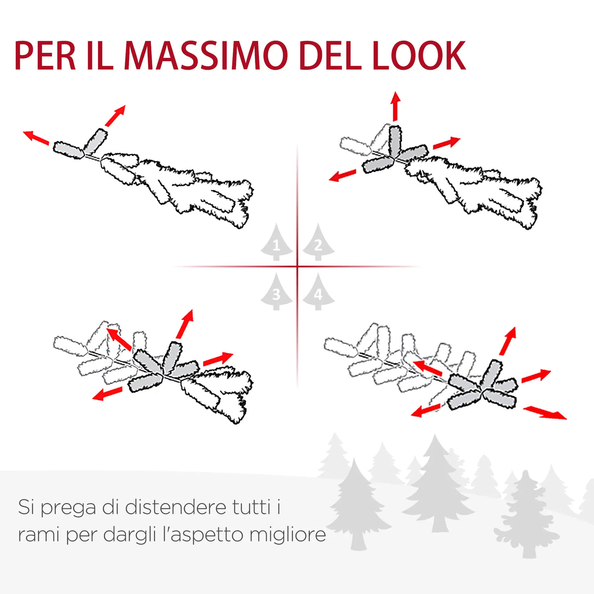 Set Decorazioni Natalizie 4 Pezzi con Alberelli e Ghirlande