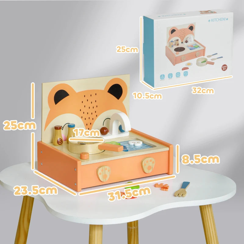 Cucina Giocattolo in Legno per Bambini con Fornello e 12 Accessori
